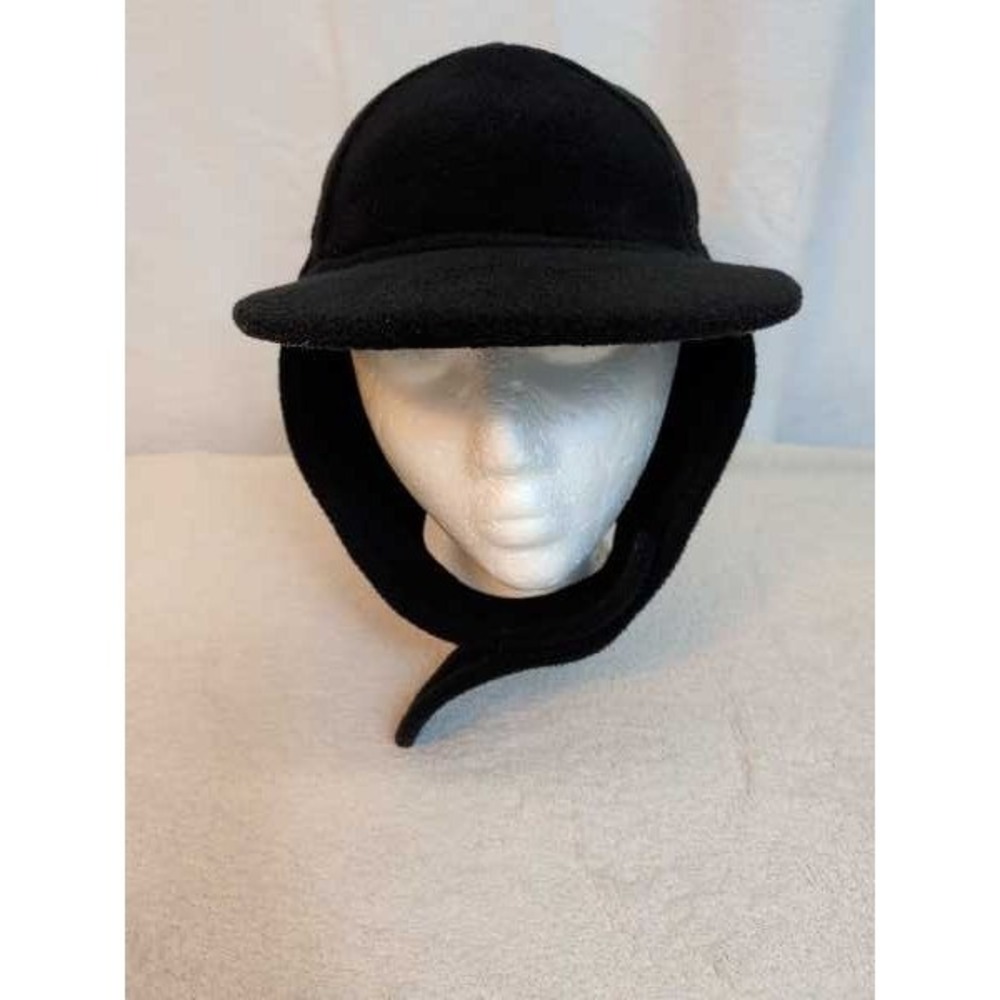 Black Fleece Trapper Hat Ear Flaps Baseball Cap Style Winter Warm Mens Hat